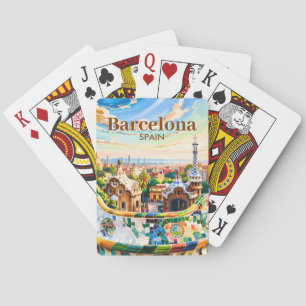 Jeu De Cartes Aquarelle personnalisée Parc Güell Barcelone Espag