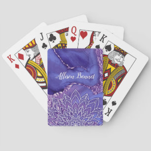Jeu De Cartes Aquarelle personnalisée violet blanc Mandala