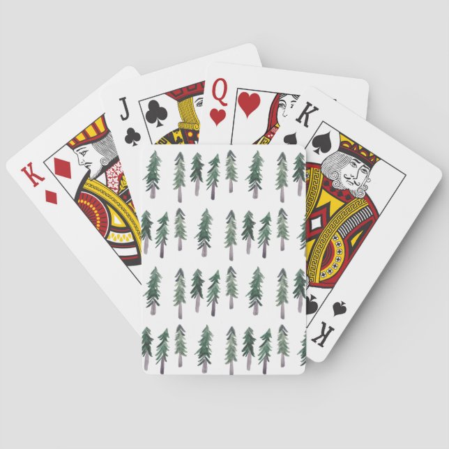 Jeu De Cartes Aquarelle Pine Trees Motif forestier (dos)