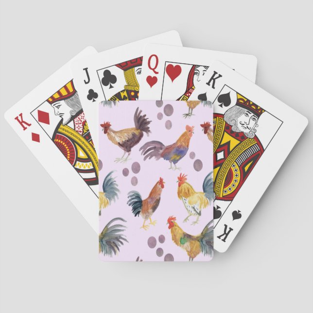 Jeu De Cartes Aquarelle Poulets et oeufs Peinture colorée (dos)