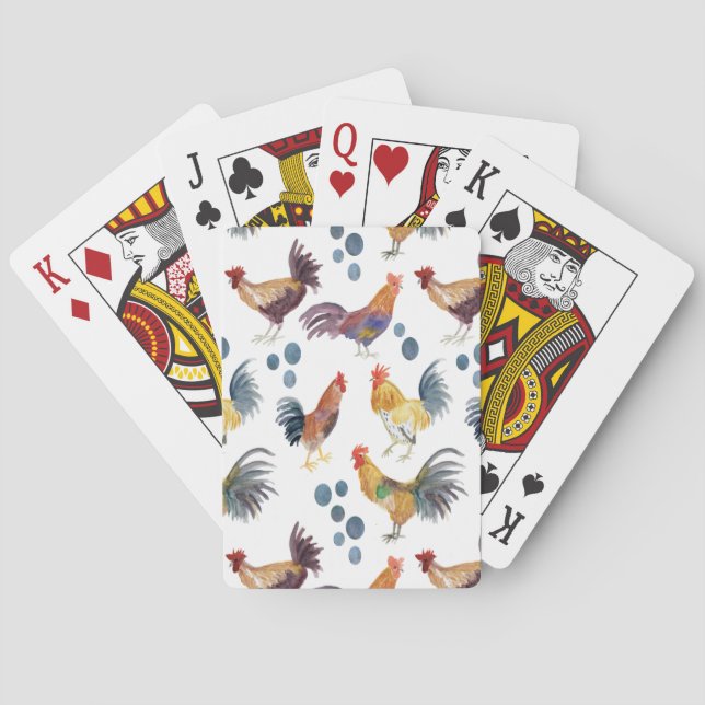 Jeu De Cartes Aquarelle Poulets et oeufs Peinture colorée (dos)