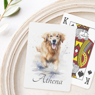 Jeu De Cartes aquarelle retriever doré texte nom personnalisé