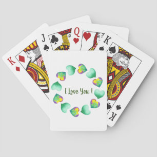 Jeu De Cartes Aquarelle romantique Cute Vert Saint Valentin