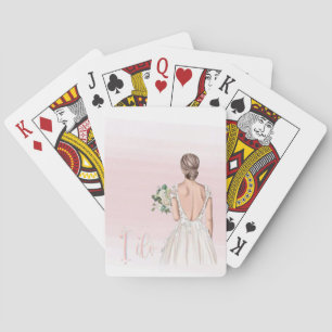 Jeu De Cartes Aquarelle rose Bachelorette Thème Jouer Cartes