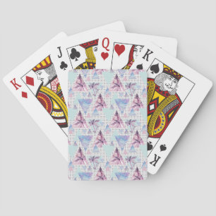 Jeu De Cartes Aquarelle rose et bleu Motif de palmier