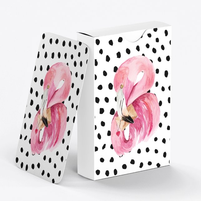 Jeu De Cartes Aquarelle rose exotique moderne Flamant rose & poi (Créateur téléchargé)