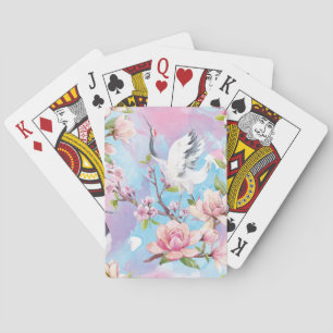 Jeu De Cartes Aquarelle Rouge Motif japonais