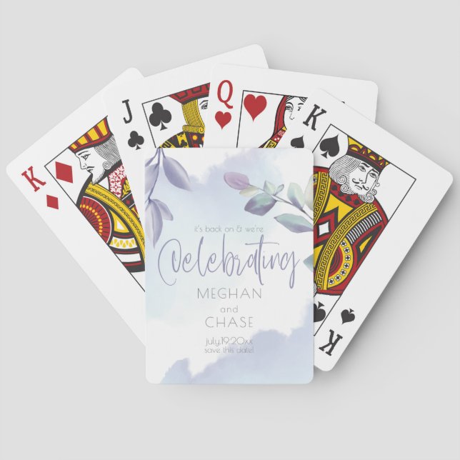 Jeu De Cartes Aquarelle rustique Aqua Lilac Feuilles Enregistrer (dos)