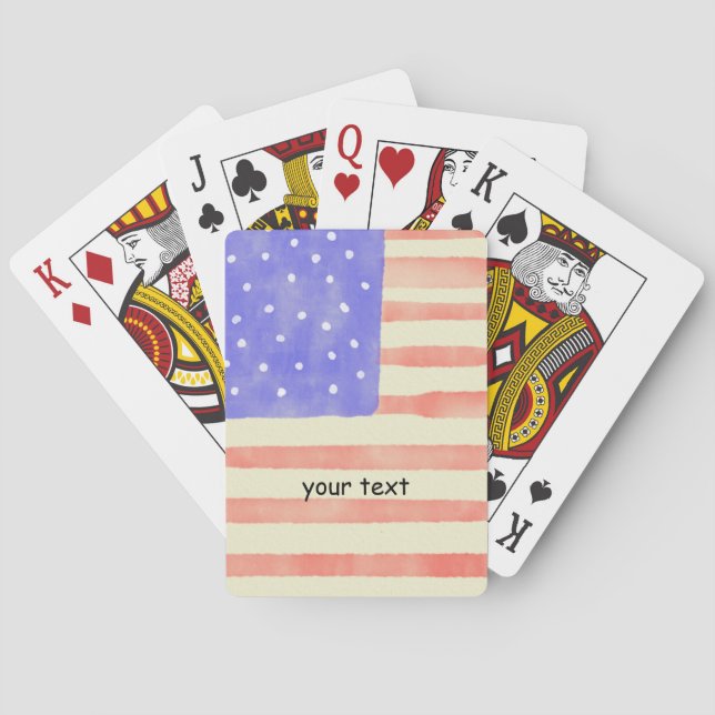 Jeu De Cartes Aquarelle rustique USA drapeau américain Texte per (dos)
