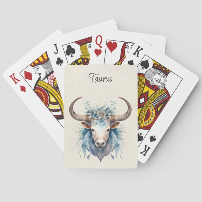Jeu De Cartes Aquarelle Taurus Bull Zodiac (dos)