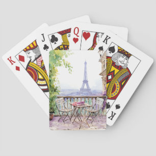 Jeu De Cartes Aquarelle Tour Eiffel Paris Café français