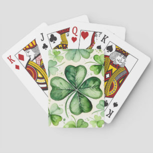 Jeu De Cartes Aquarelle Trèfle à quatre feuilles Chanceux Shamro
