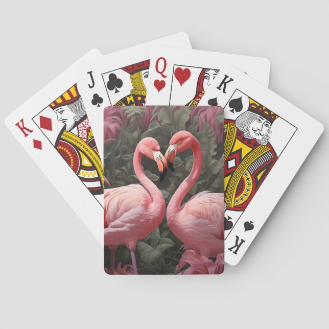 Jeu De Cartes Aquarelle Tropical Rose Flamant rose Romance (dos)