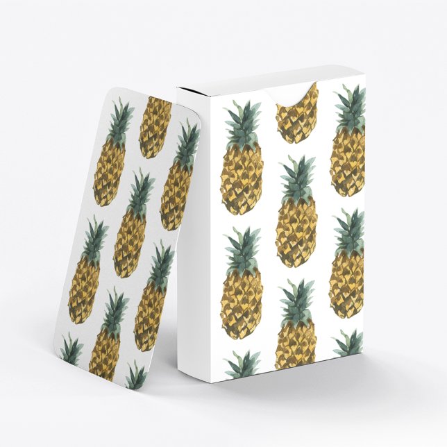 Jeu De Cartes Aquarelle tropicale ananas Motif sans couture (Créateur téléchargé)