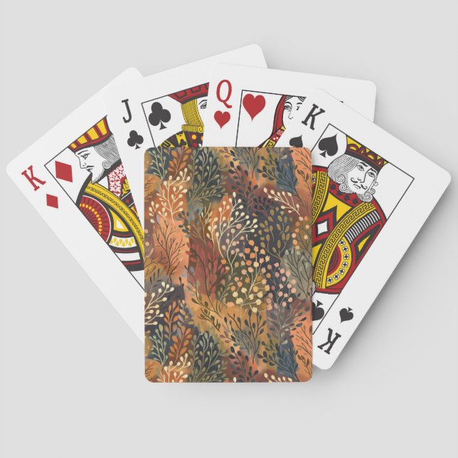 Jeu De Cartes Aquarelle Vert Orange Automne (dos)