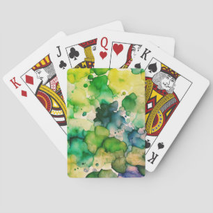 Jeu De Cartes Aquarelle verte