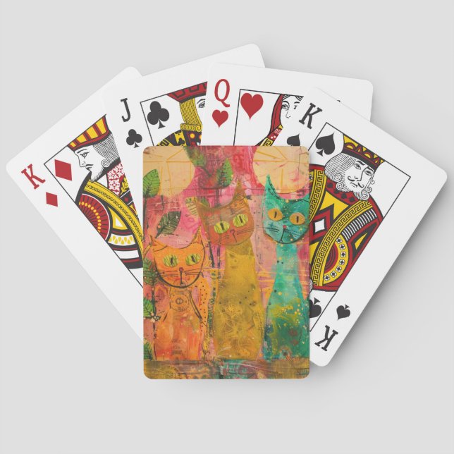 Jeu De Cartes Aquarelle Vintage Chat Abstrait (2) (dos)