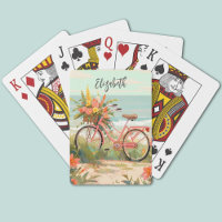 Aquarelle vintage Florale Vélo de plage tropicale