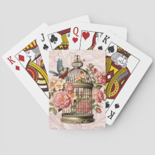 Jeu De Cartes Aquarelle Vintage romantique Florale Birdcage