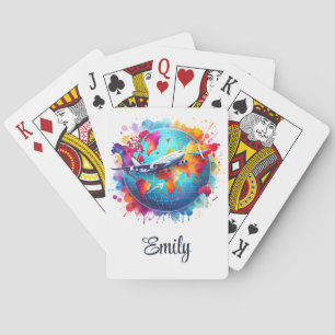 Jeu De Cartes Aquarelle Voyageons dans le monde