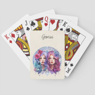 Jeu De Cartes Aquarelle Zodiac Gemini Twins