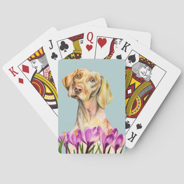 Jeu De Cartes Aquarelles angélique de chien et de crocus | (dos)
