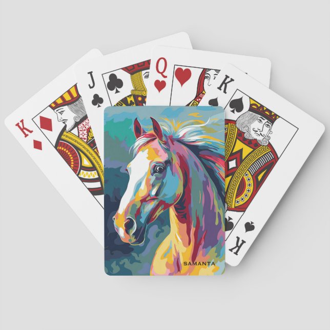 Jeu De Cartes Aquarelles Illustration de la tête de cheval (dos)