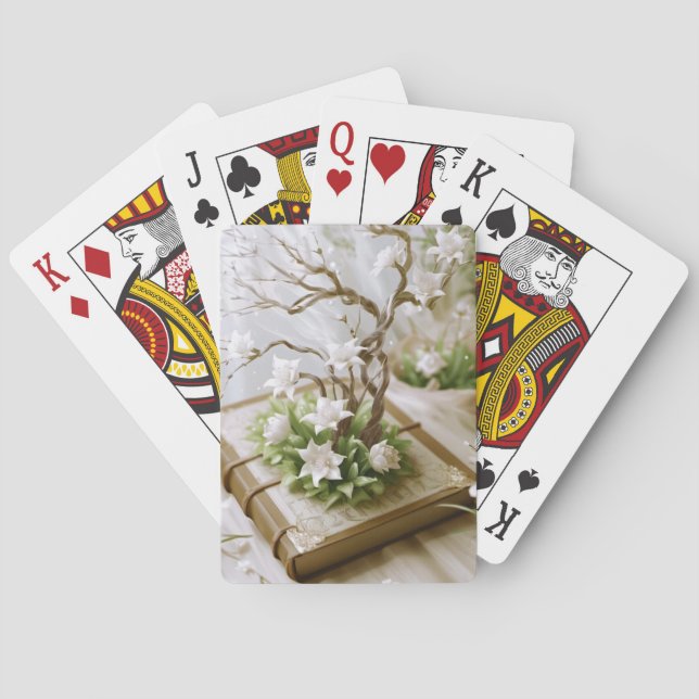 Jeu De Cartes Arbre à fleurs qui pousse à partir d'un livre (dos)