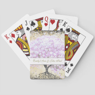 Jeu De Cartes Arbre de lavande à feuilles en cœur Mariage oiseau