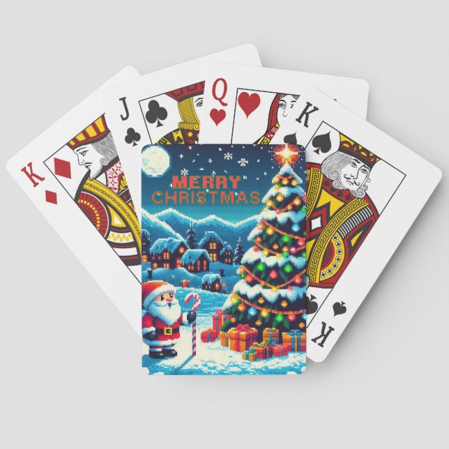 Jeu De Cartes Arbre de Noël 8 bits & Père Noël (dos)
