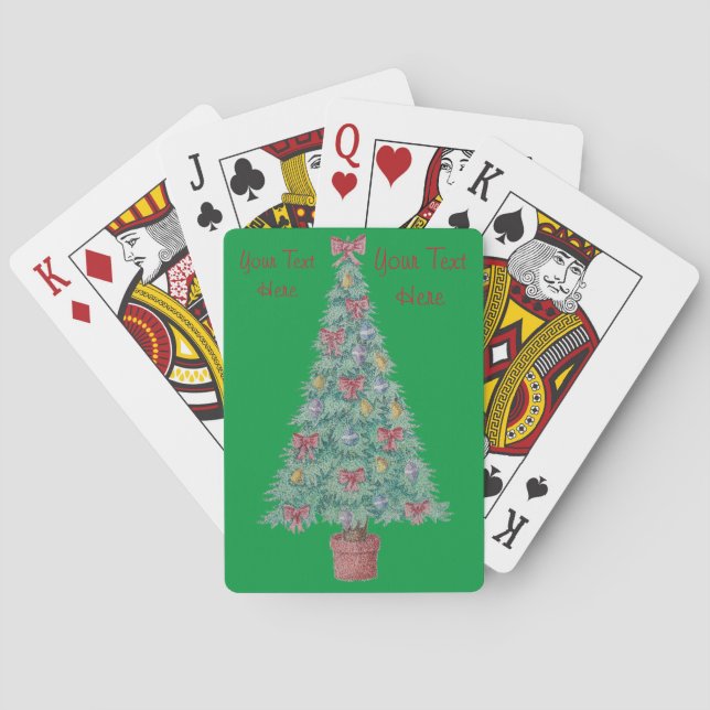 Jeu De Cartes Arbre de Noël avec décorations arcs rouges cloches (dos)