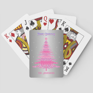 Jeu De Cartes Arbre de Noël rose moderne Nom personnalisé Huile