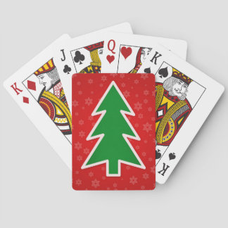 Jeu De Cartes Arbre de Noël sur l'arrière - plan rouge