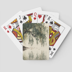 Jeu De Cartes Arbre de saule serein Réflexion Art de la nature (