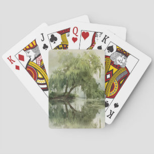 Jeu De Cartes Arbre de saule serein Réflexion Art de la nature (