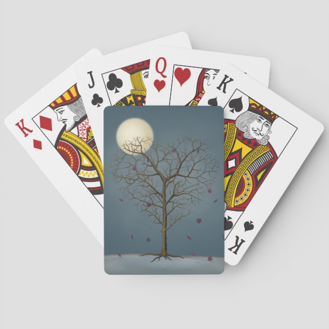 Jeu De Cartes Arbre en forme de coeur mélancolique sous la Plein (dos)