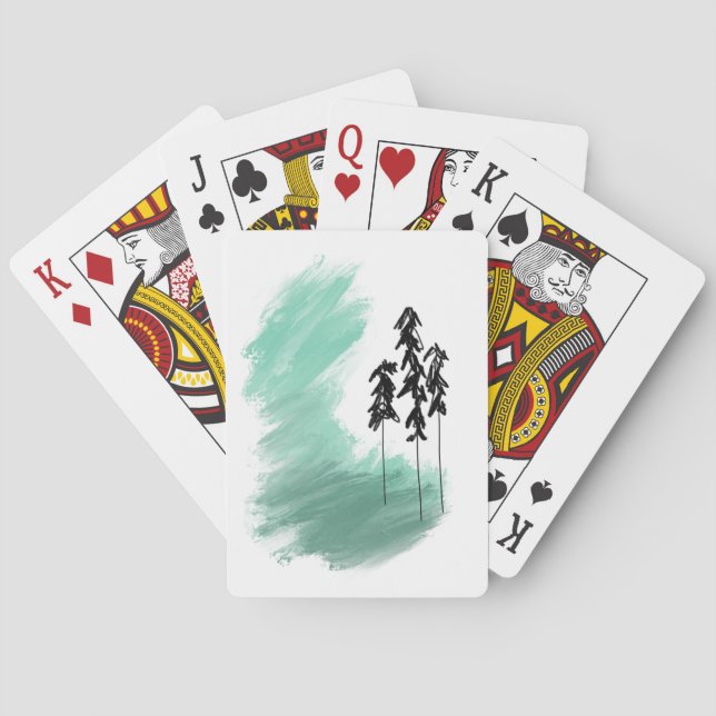 Jeu De Cartes Arbre vert scandinave art simple menthe moderne (dos)