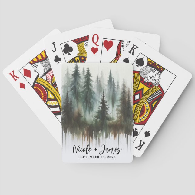 Jeu De Cartes Arbres à l'aquarelle Campagne rustique (dos)