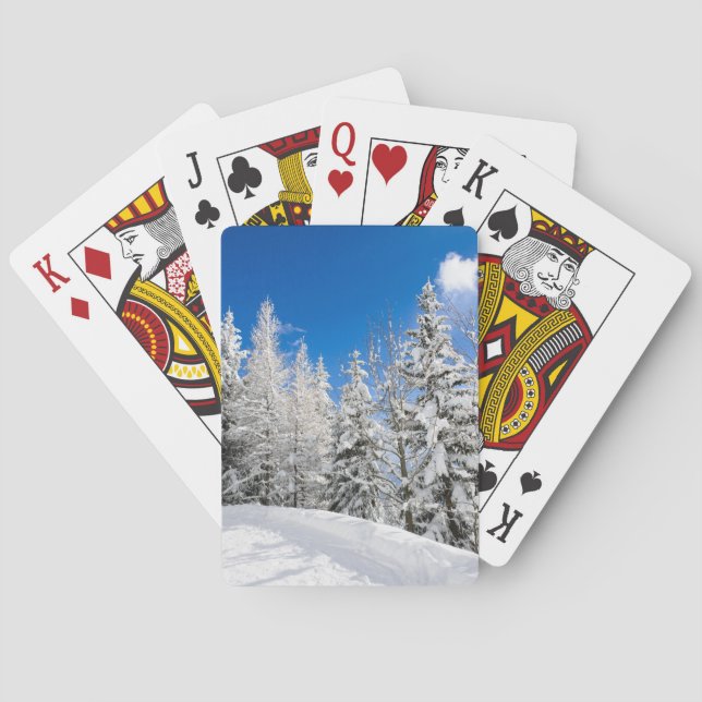 Jeu De Cartes Arbres de neige sous une plate-forme claire de (dos)