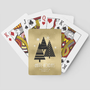 Jeu De Cartes Arbres de Noël et flocons de neige Gold ID863