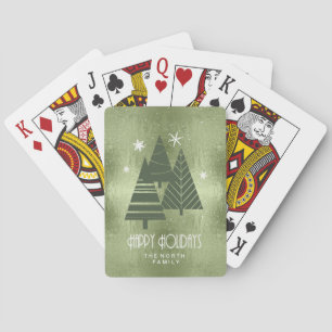 Jeu De Cartes Arbres de Noël et flocons de neige Green ID863