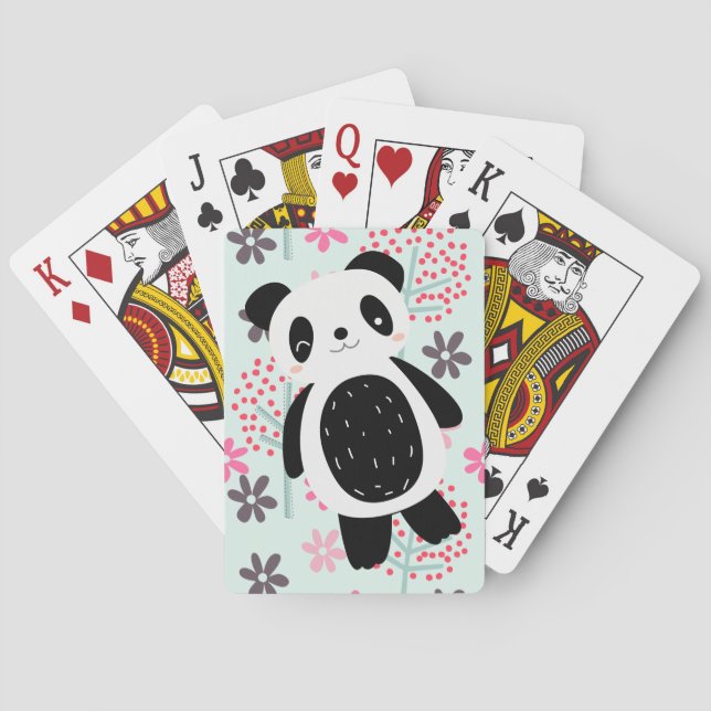 Jeu De Cartes Arbres, fleurs et ours de panda (dos)