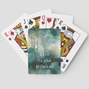 Jeu De Cartes Arbres verts dorés avec oiseaux Noël