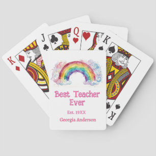 Jeu De Cartes arc-en-ciel aquarelle pastel meilleur professeur j