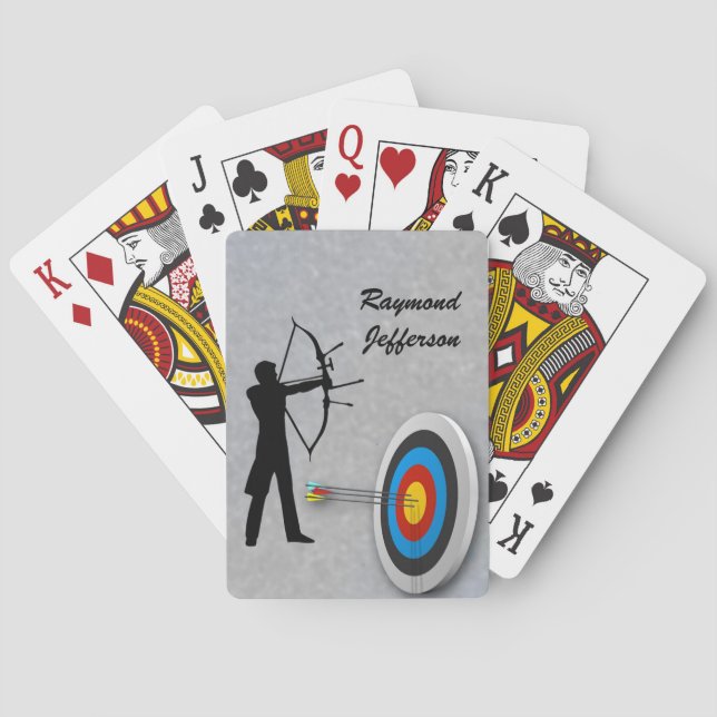 Jeu De Cartes Archer et cible personnalisent avec le nom (dos)