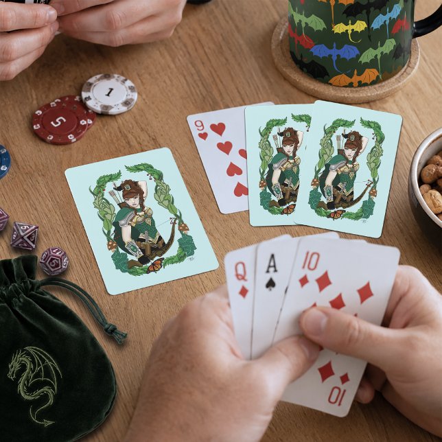 Jeu De Cartes Archère Elfe de la Forêt Enchantée Verte Fantastiq (Créateur téléchargé)