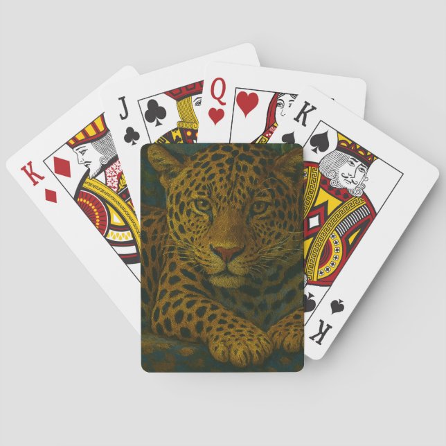 Jeu De Cartes Ardoise dorée - Leopard reposant en feuillage (dos)