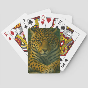 Jeu De Cartes Ardoise dorée - Leopard reposant en feuillage