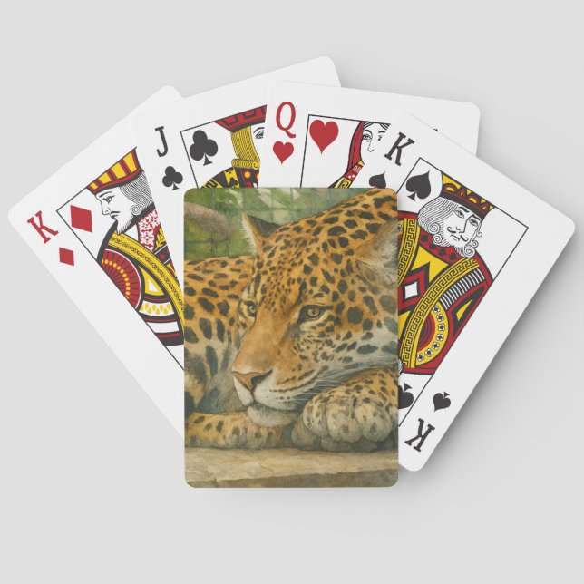 Jeu De Cartes Ardoise dorée - Leopard reposant en feuillage (dos)