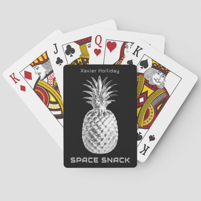 Jeu De Cartes Argent Ananas Spatiale Snack Fruit Personnalisé (dos)
